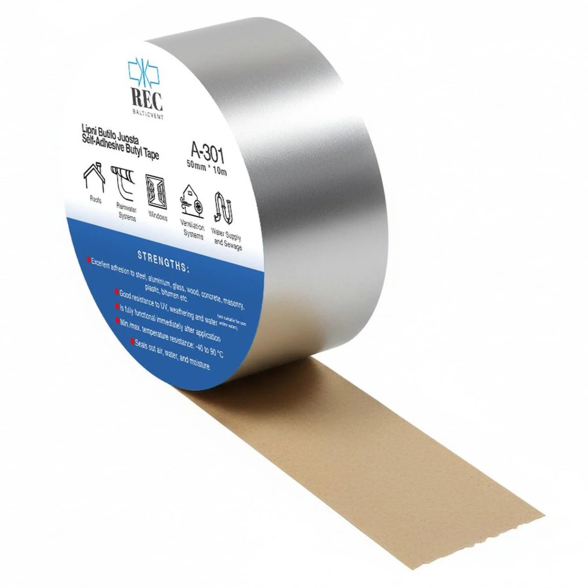 Butüülteip Rec Balticvent, 10 m x 50 mm